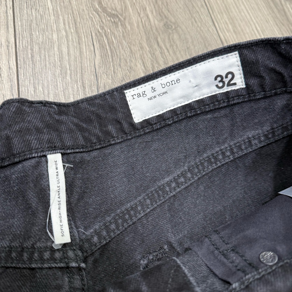 NWT Rag & Bone BLAIR‎ SOFIE HIGH-RISE ANKLE WIDE LEG WITH CUFF RIGID Sz 32 - Picture 10 of 13